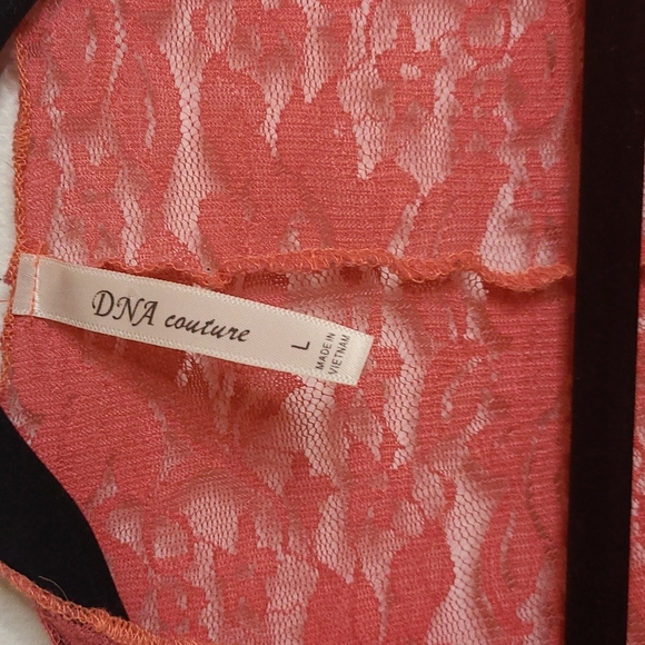 DNA Couture Y2K coral lace vintage kimono/swim cover sz L - Picture 2 of 7